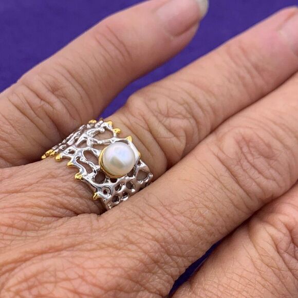 New earrings, no tags, 925  sterling silver, 4 real pearls, drop style, clear cr - Picture 16 of 16